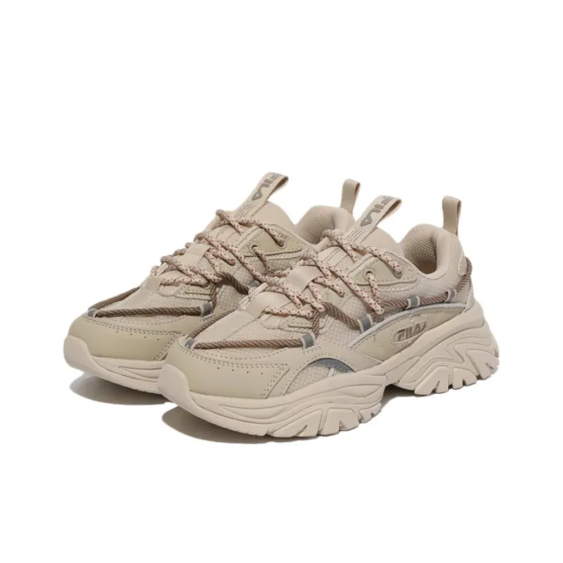 FILA Twine Patch Cushioning Anti Slip And Wear Resistant Low Top Casual Shoes Unisex Beige Yellow Korean Style-1