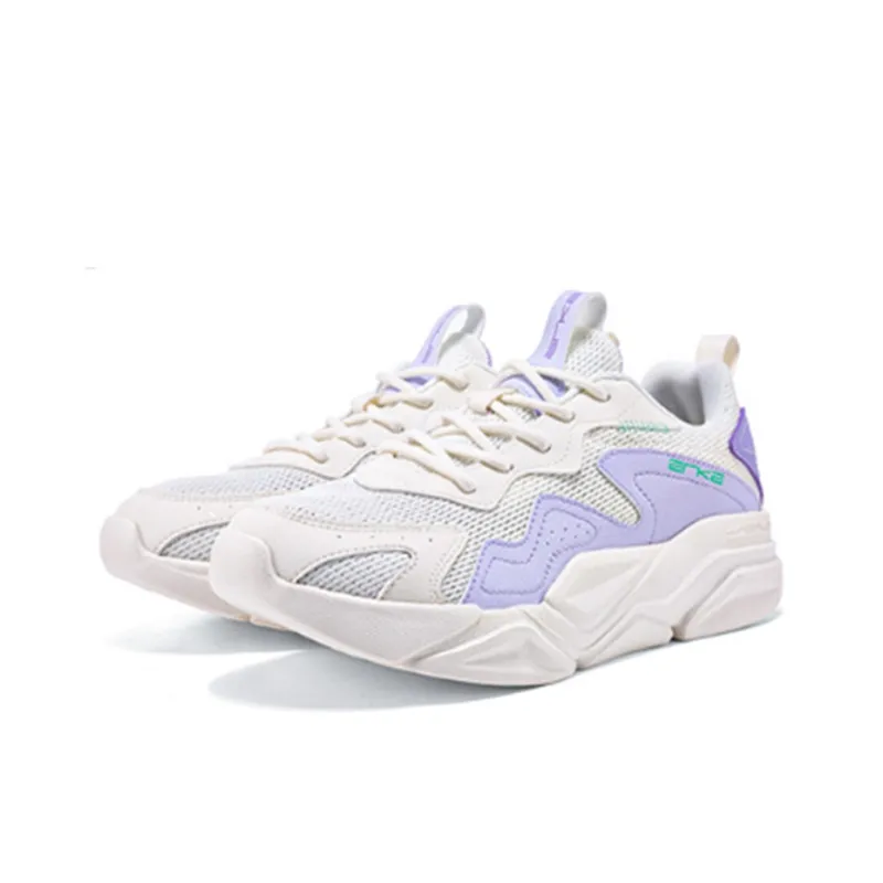 Erke Casual Shoes Women's Low Top Ivory White/Mother of Pearl Color-1