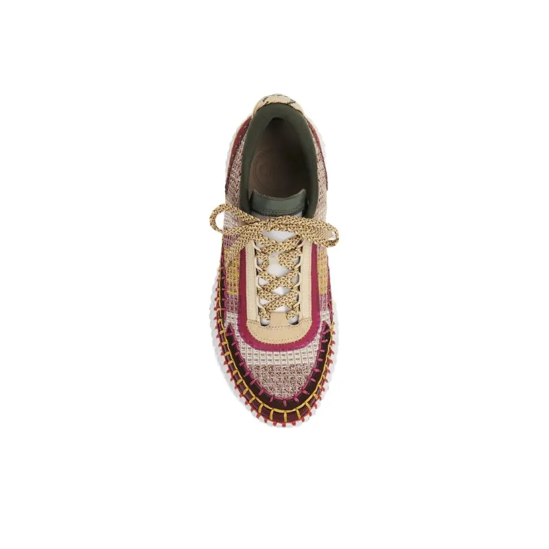 Chloé Nama Splattered-sole Patchwork Sneakers-3