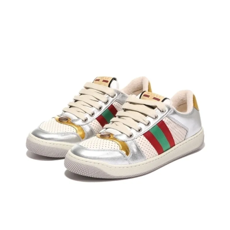 GUCCI Screener Dusty Shoes Low Top Skateboard Shoes Women's Silver-2