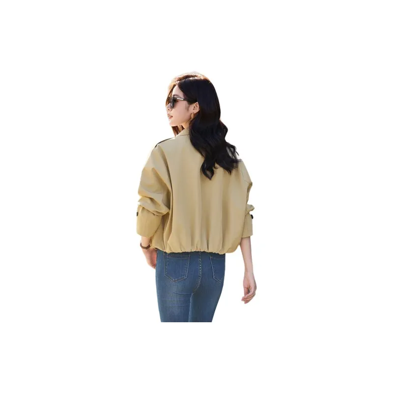 Yi Mengyuan Cropped Trench Coat Women's Khaki-1