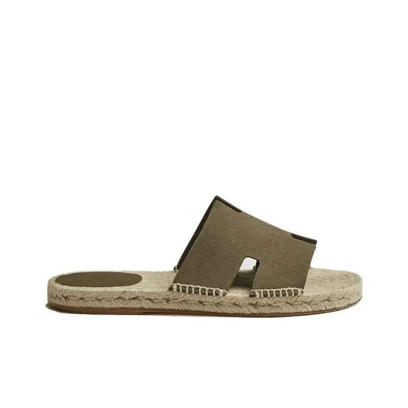 HERMES Antigua Espadrille Tundra Green Suede Goatskin-1