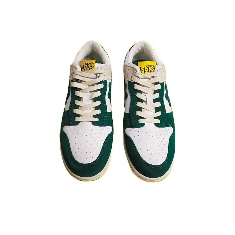 WATER THE PLANT Low Top Skateboard Shoes Unisex White Green-2
