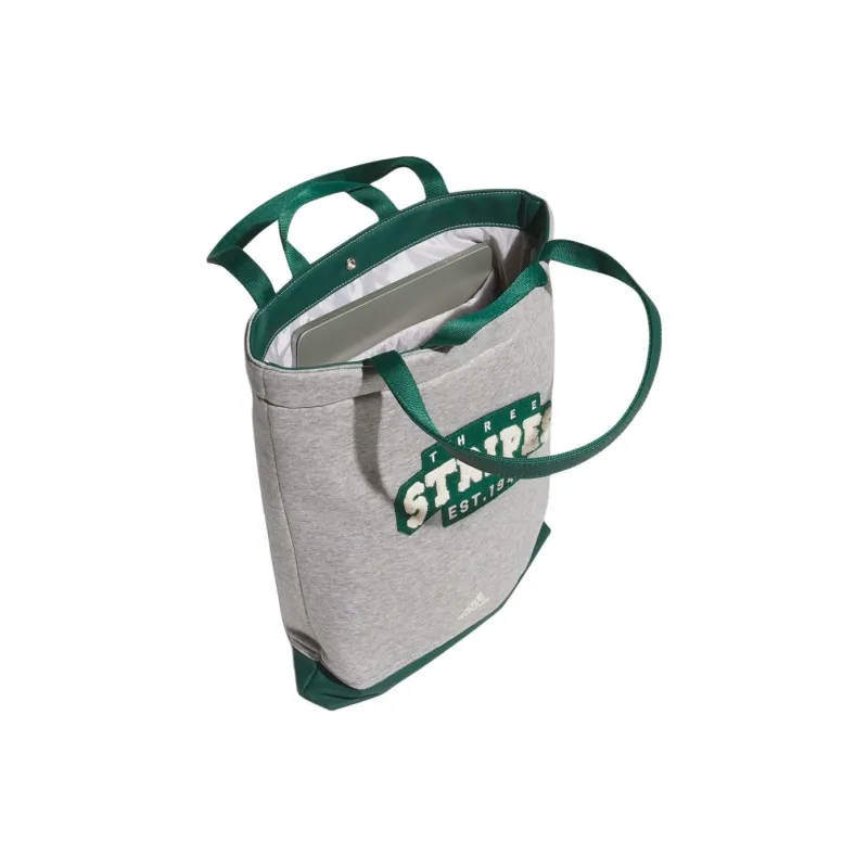 Adidas Cotton Blended With Recycled Polyester Tote Bag Shopping Bag Handbag Unisex Medium Heather Gray & Green-3