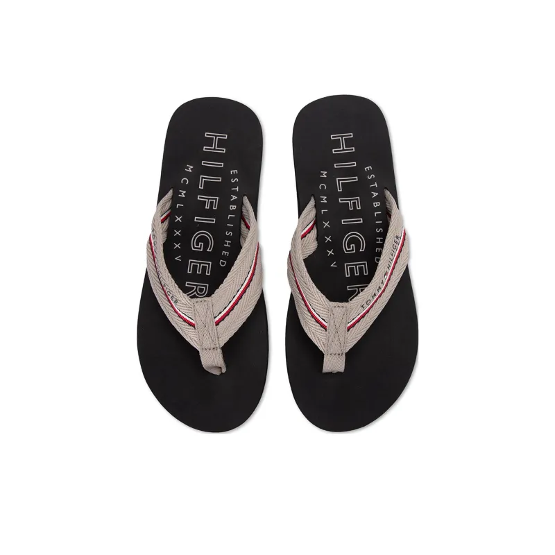 Tommy Hilfiger Rubber Sole Flip Flops Men's Khaki-1