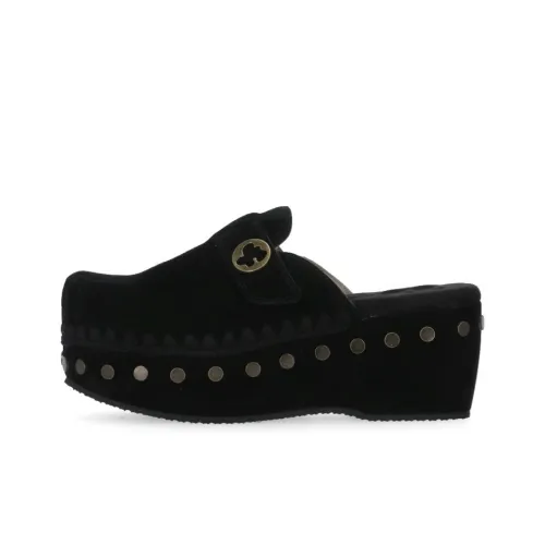 Mou Crochet-trim Suede Clogs