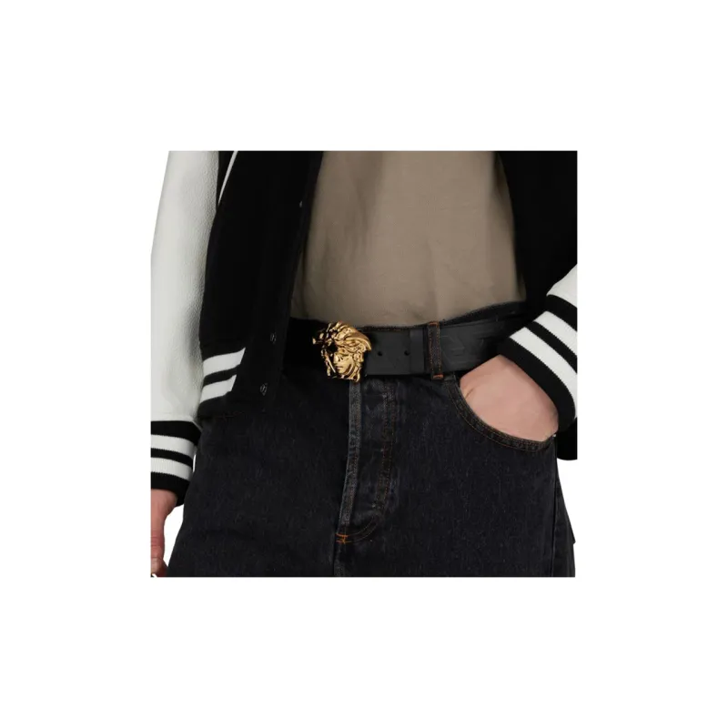 VERSACE Logo Pattern Men's Black Width: 2.5CM-1