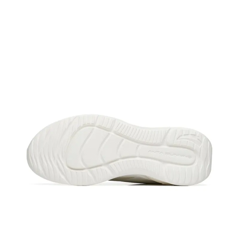 Anta Leather Upper Cushioning, Slip Resistant, And Abrasion Resistant Low Top Running Shoes Women's White-3