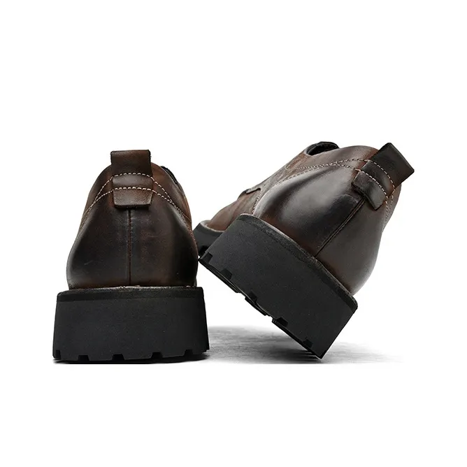 Laoks Men's Casual Shoes Men Low Top Brown/Black-4
