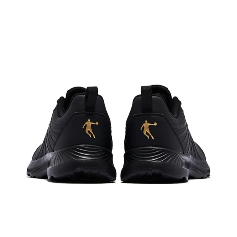 QIAODAN Cushioned Slip Resistant Abrasion Resistant Low Top Casual Running Shoes Men's Black Gold-4