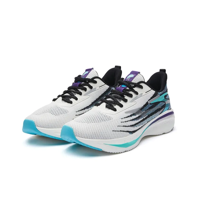 Erke Breathable Low-Top Running Shoes Men's White Purple-1