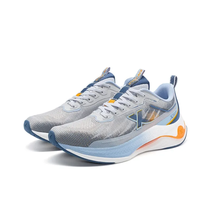 XTEP Cushioning Anti Slip And Wear Resistant Low Top Running Shoes Men's Gray Blue Orange-2