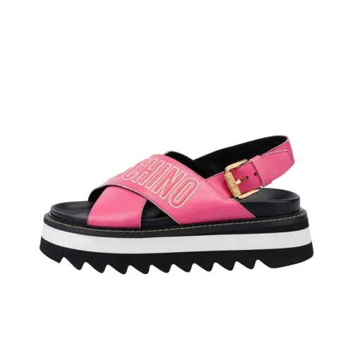 MOSCHINO Logo-print Leather Platform Sandals