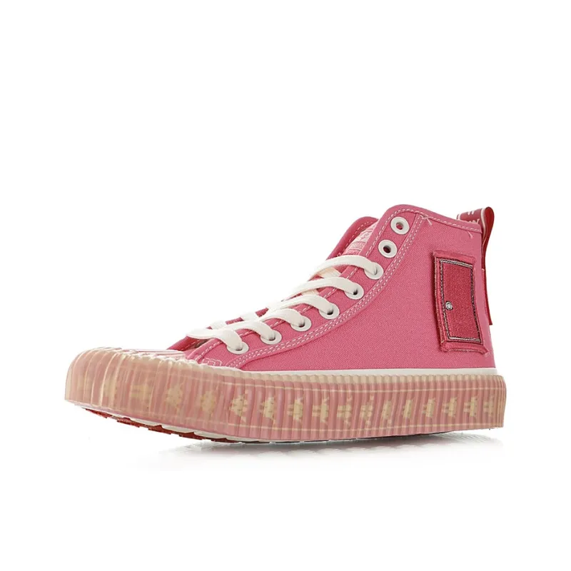 Doraemon x Kappa Anti-Slip Wear-Resistant High-Top Canvas Shoes Unisex Pink-0