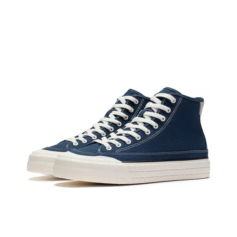 LiNing High-Top Canvas Shoes Men's Deep Prussian Blue-2