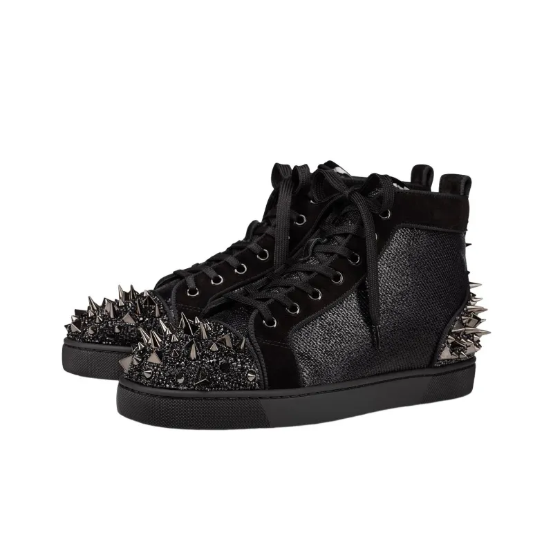 CL LUBOTING Lou Pik Pik Strass Stylish Skateboarding Shoes Men's Black-2