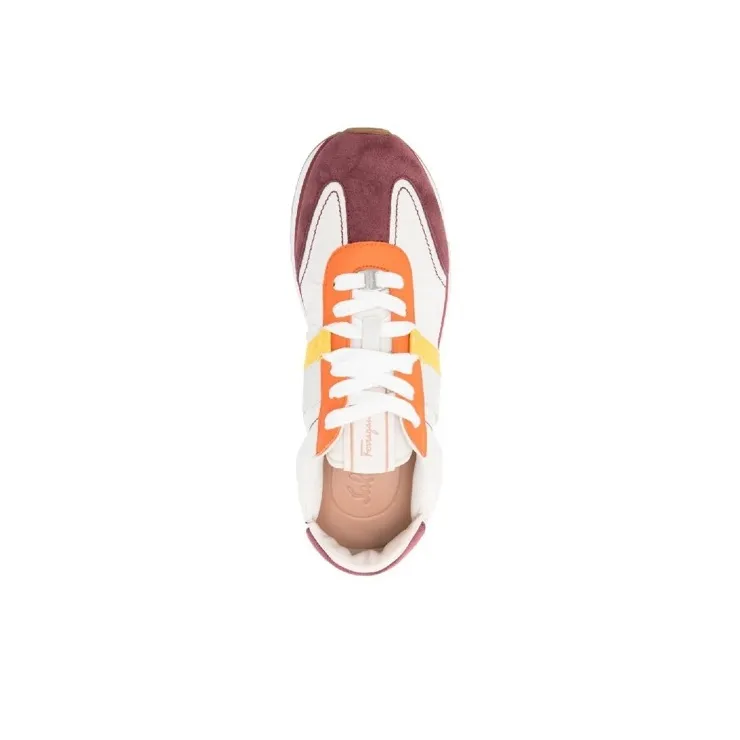 FERRAGAMO Slip Resistant Low Top Casual Shoes Men's White Red Silver-4
