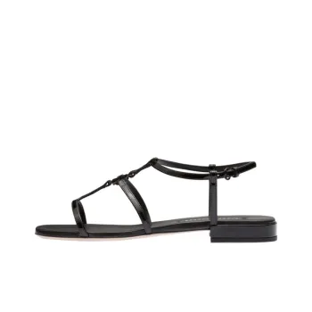 MIU MIU Logo plaque Leather Flat Sandals