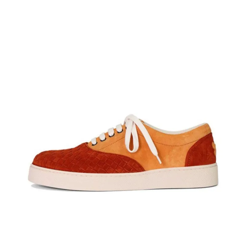 Bottega Veneta Low Top Skateboard Shoes Men's Red Orange-0