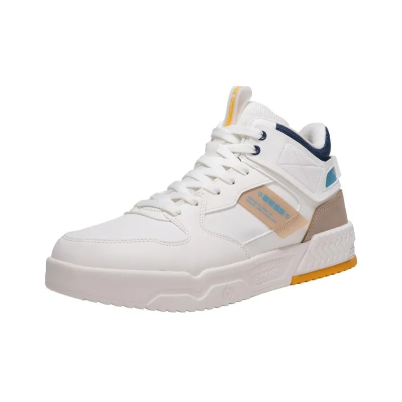 361° Non slip Wear resistant Shock Absorption High Top Skateboard Shoes White Blue Brown-2