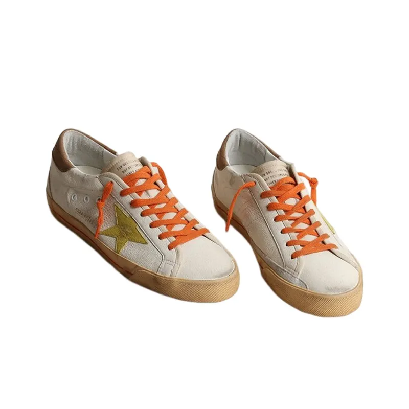 Golden Goose Stylish Skateboarding Shoes Men's White Orange Vintage Version-2
