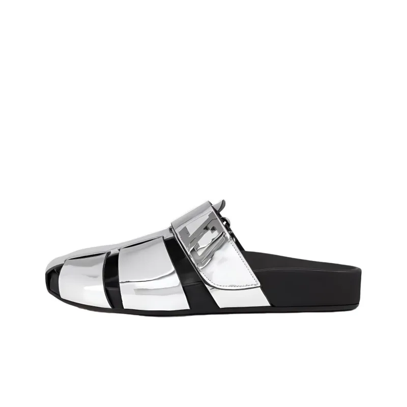CL LUBOTING Rubber Sole Wrap toe Slippers Men's Silver-0