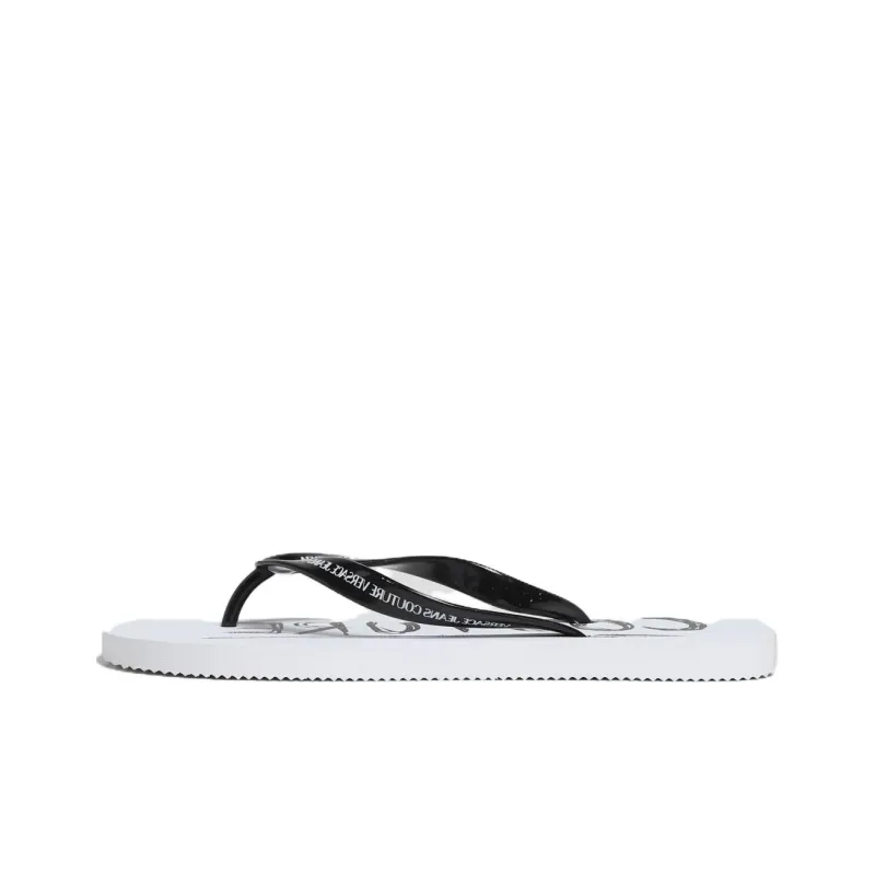 VERSACE Jeans Couture Abrasion-Resistant Flip Flops Men's White Black-0