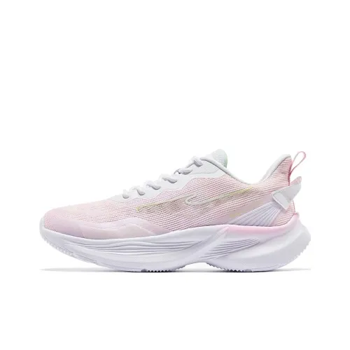 Erke Cushioning Anti Slip And Wear Resistant Low Top Running Shoes Women's White Pink