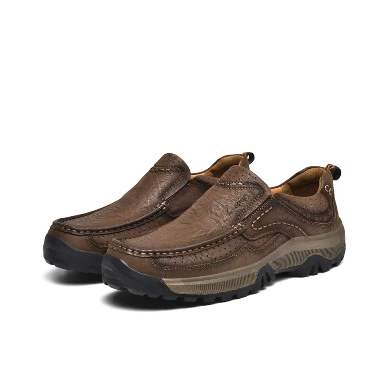 Laoks Men's Casual Shoes Men Low Top Dark Brown/Light Brown-7