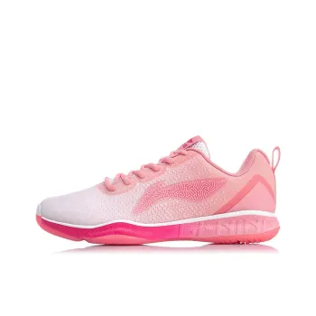 LiNing Anti Slip Wear Resistant Breathable Coverage Balance Lightweight Low Top Badminton Shoes Women's Geranium Pink