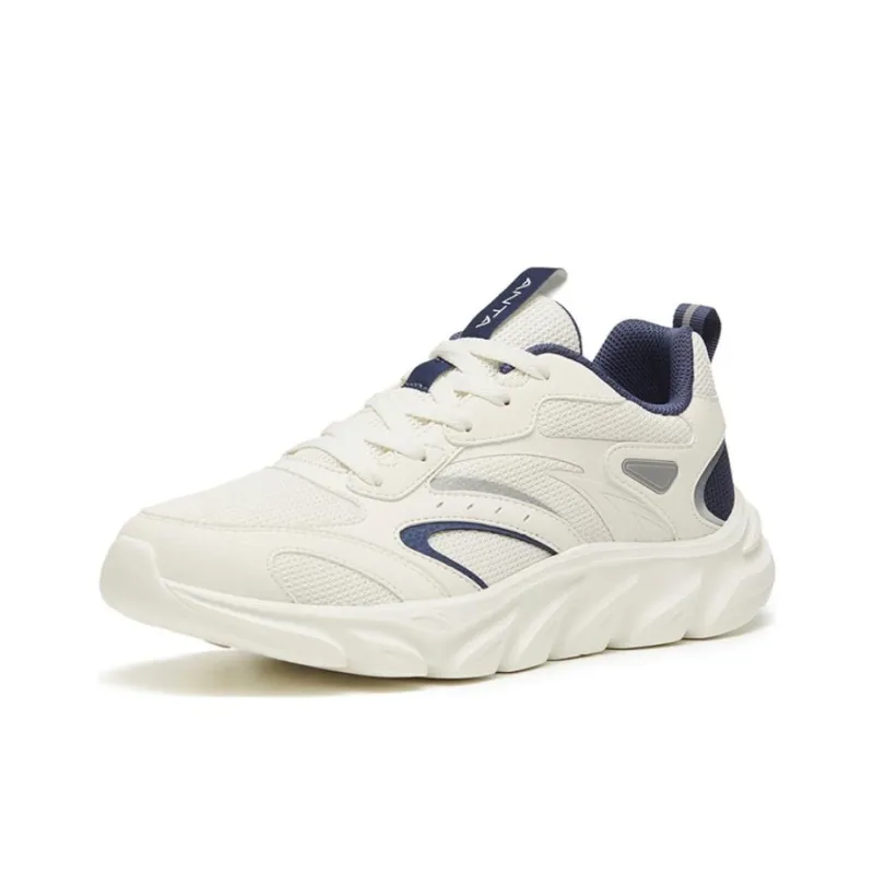 Anta Shock Absorbers Slip Resistant Breathable Low Top Running Shoes Men's White Blue-1