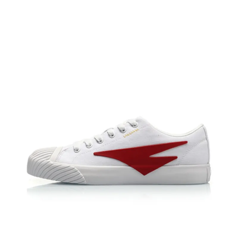 LiNing Lightweight Coverage Slip-Resistant Low-Top Skateboard Shoes Men's White Red-0