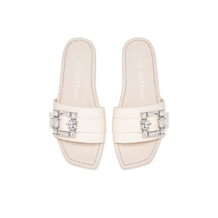 Stuart Weitzman/SW Odor Resistant Slide Slippers Women's White-3