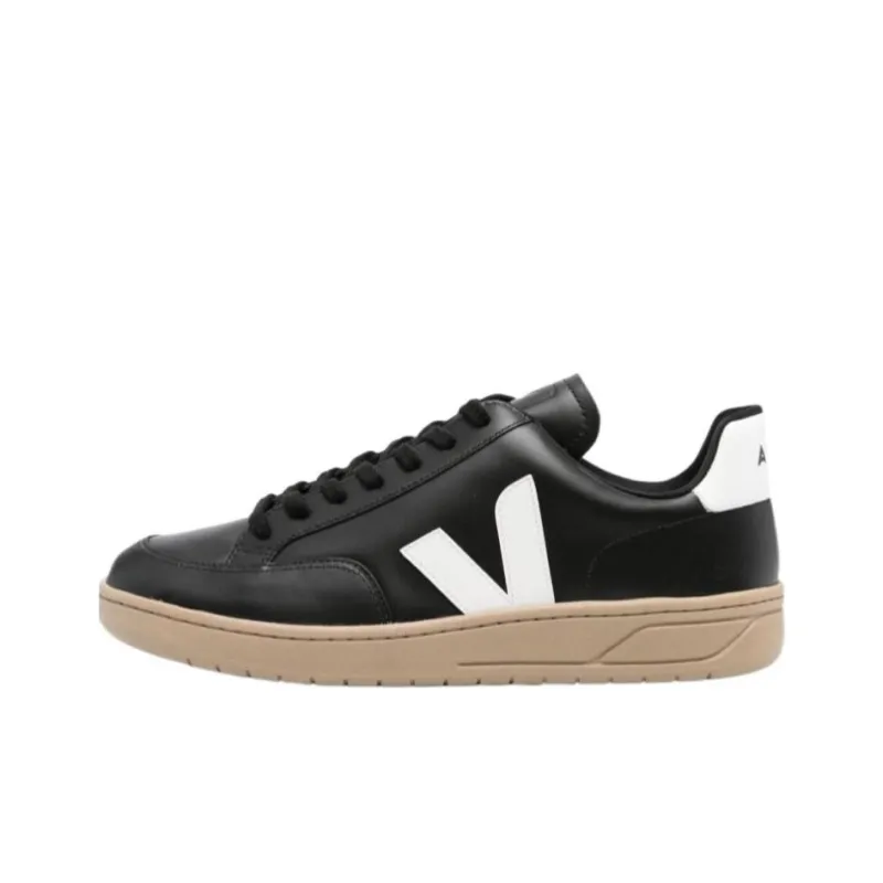 VEJA V-12 Leather Black White-0