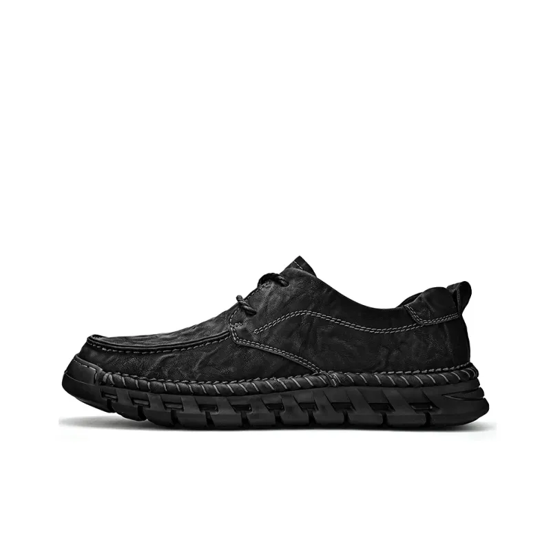 Laoks Men's Casual Shoes Men Low Top Black/Brown-1
