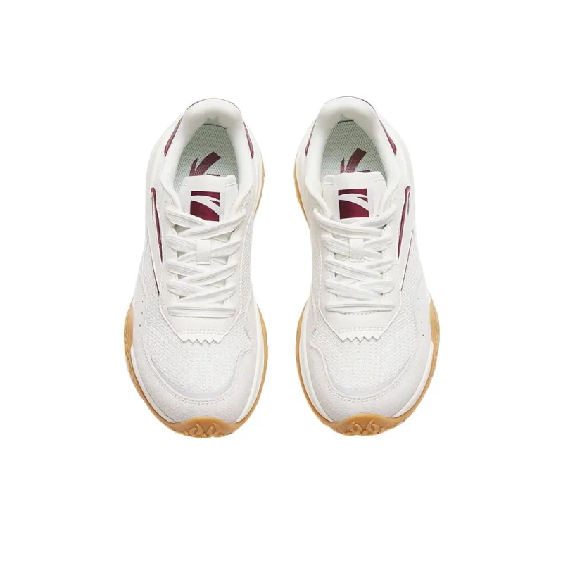 Anta Set Sail Anti Slip Wear Resistant Low Top Sports Casual Shoes Women's White Gray Red-2