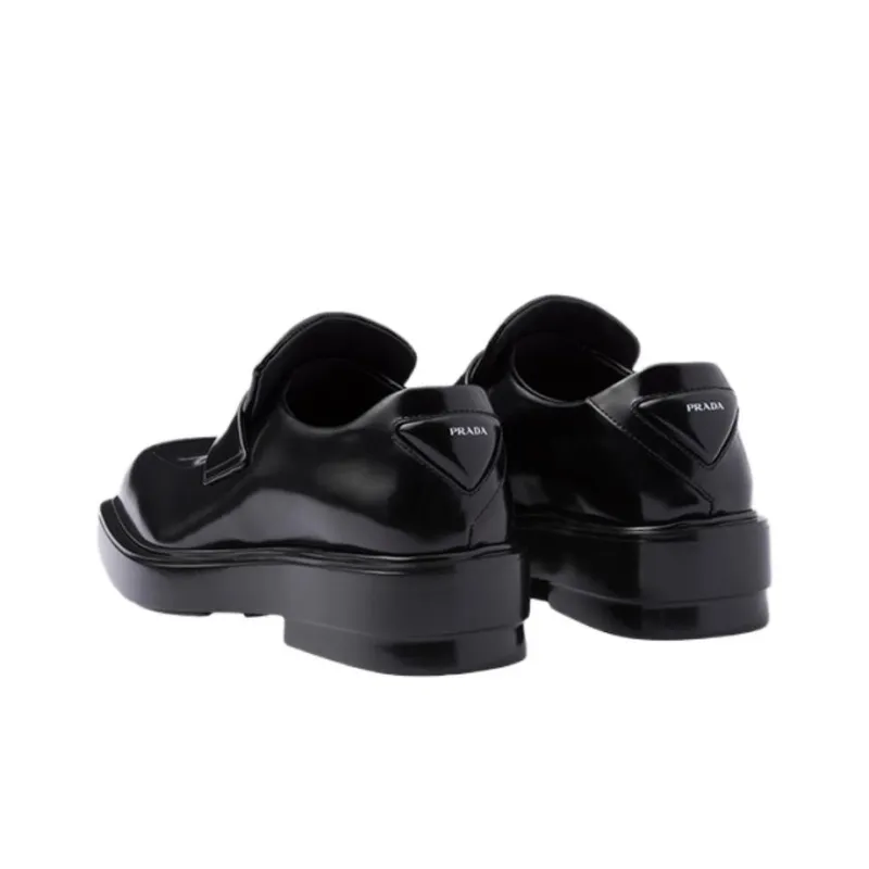 PRADA Triangle-patch Leather Loafers-2