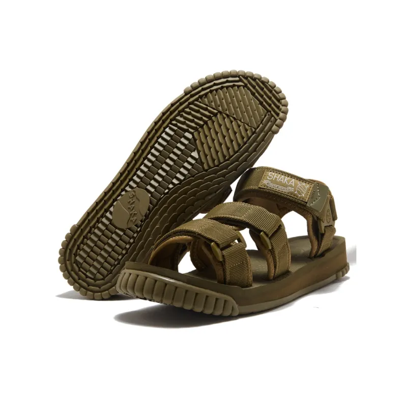 SHAKA Hook and Loop Beach Sandals Unisex Army Green-3