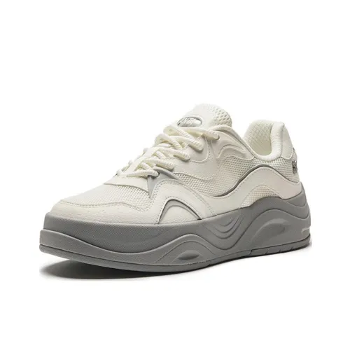 Anta Seaweed Slip Resistant Cushioning Lightweight Height Increasing Low Top Skateboard Shoes Women's White Gray