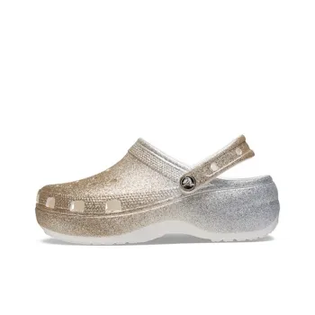 Crocs Classic Platform Clogs Women's Gold And Silver Gradient