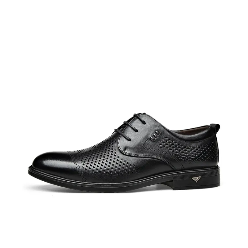 GZZ Dress Shoes Men Low Top Black-6