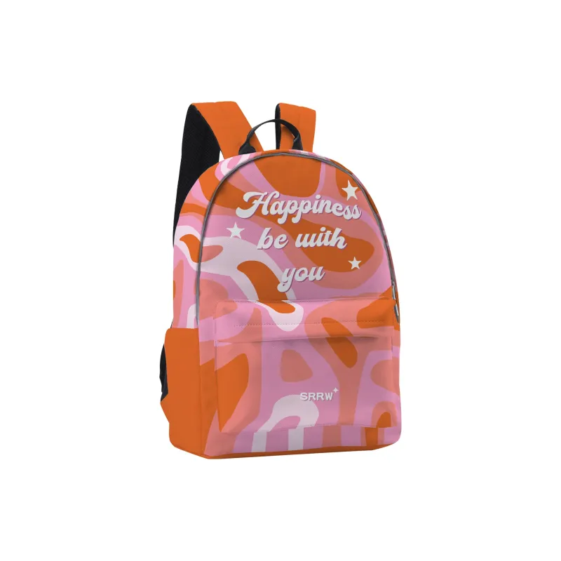 SRRW PU Student Backpack Regular Unisex Black Pink-13