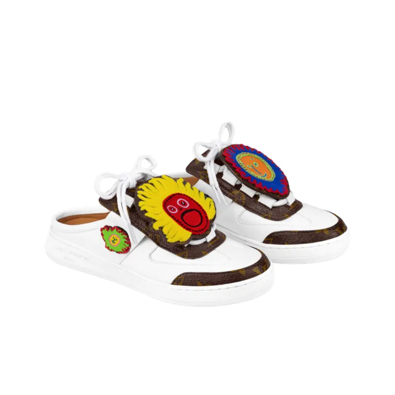LOUIS VUITTON X Yayoi Kusama Mules 'White With Logo And Monogram' Women's-2