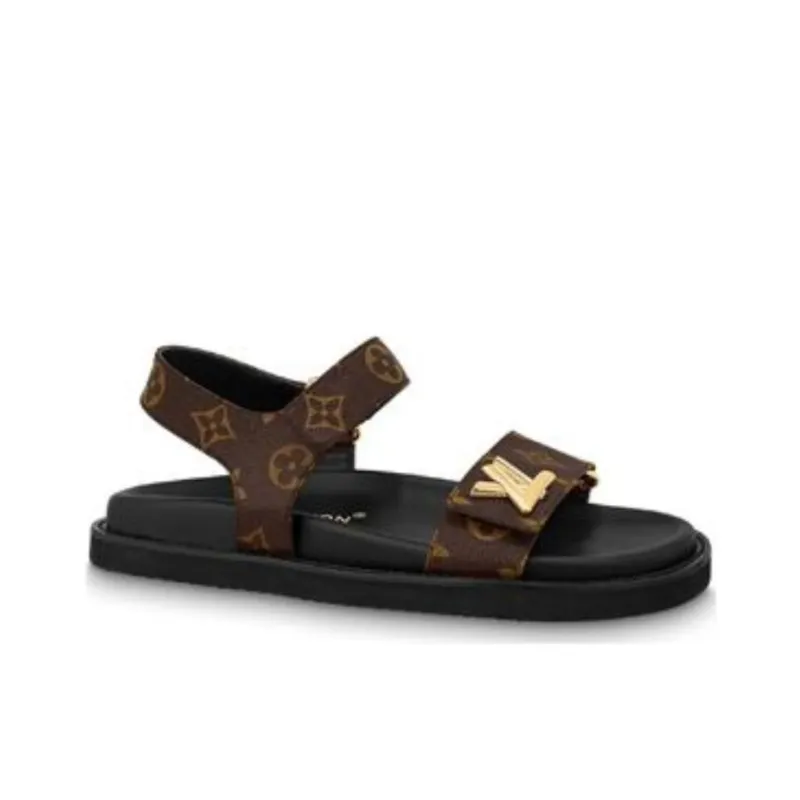 LOUIS VUITTON Sunset Painted Series One Strap Sandals Women's Brown-1