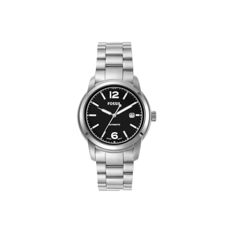 FOSSIL Heritage Collection Wrist Watch Automatic Mechanical Movement Stainless Steel Strap 43mm Black Dial Unisex-0