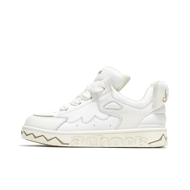 A Chock Skateboard Shoes Unisex Low Top Vintage White-0