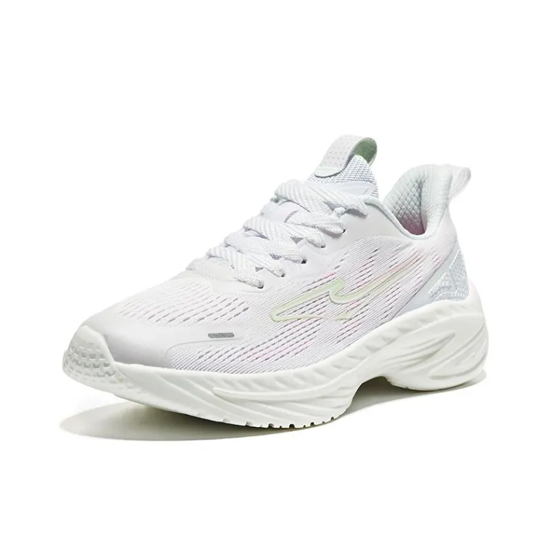 Erke Cushioning Anti Slip And Wear Resistant Low Top Running Shoes Women's White Pink-1