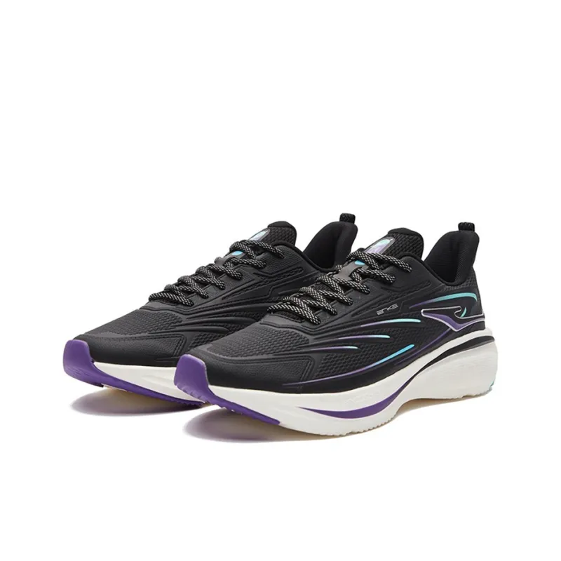 Erke Cushioning Anti Slip And Wear Resistant Low Top Running Shoes Men's Black Purple-2