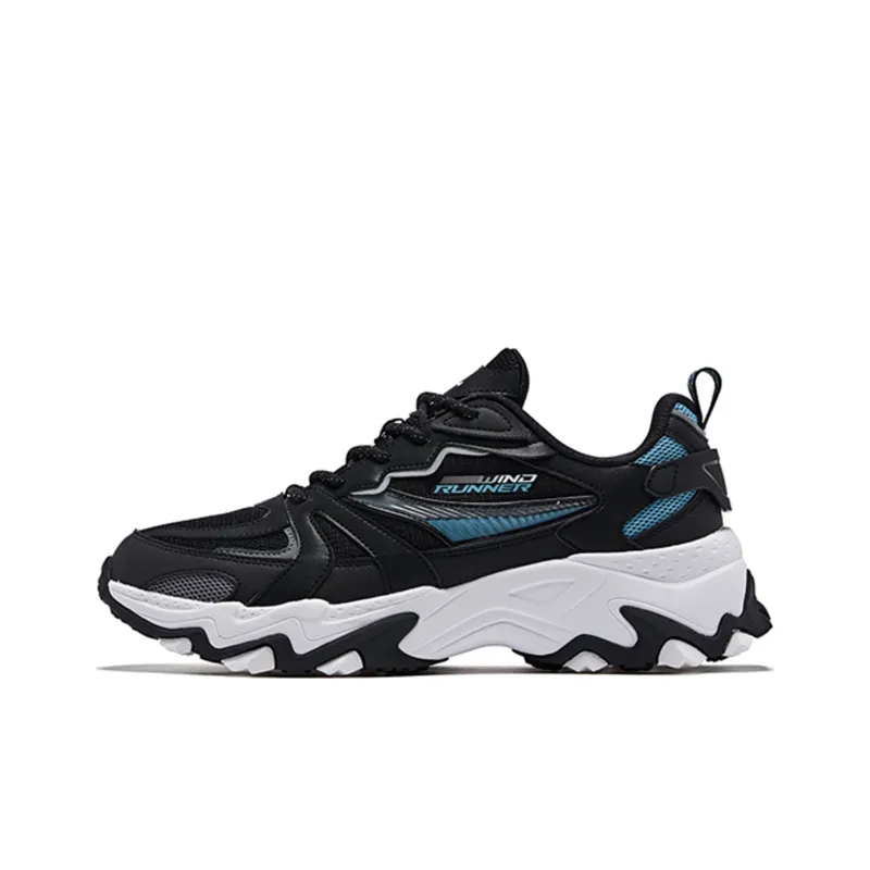 QIAODAN Anti-Slip And Wear-Resistant Lightweight Low-Top Running Shoes Men's Black Blue-0