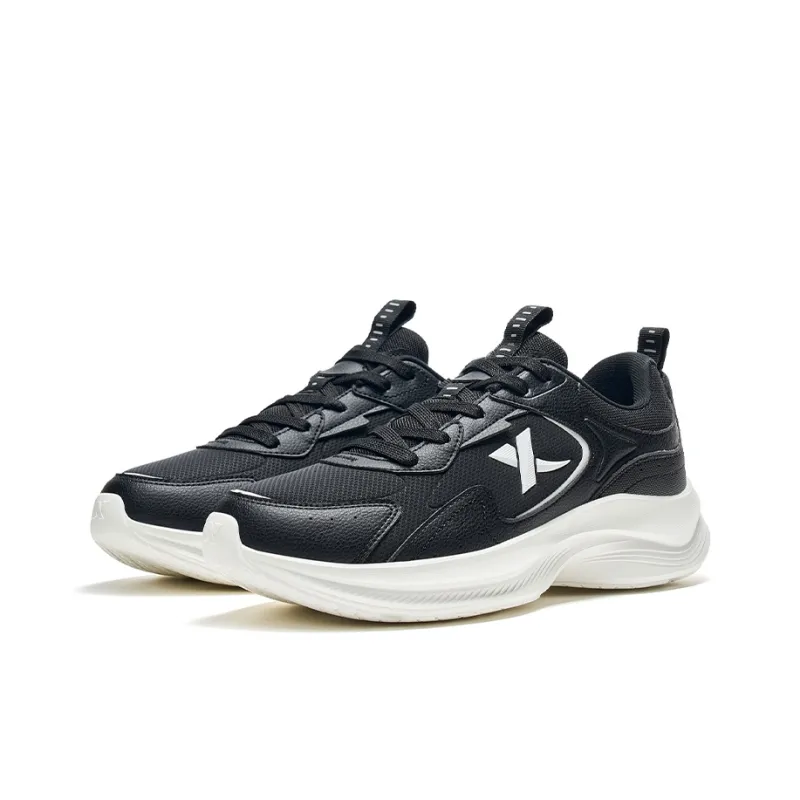 XTEP Feather Anti Slip Wear Resistant Low Top Sprint Running Shoes Men's Black White-2